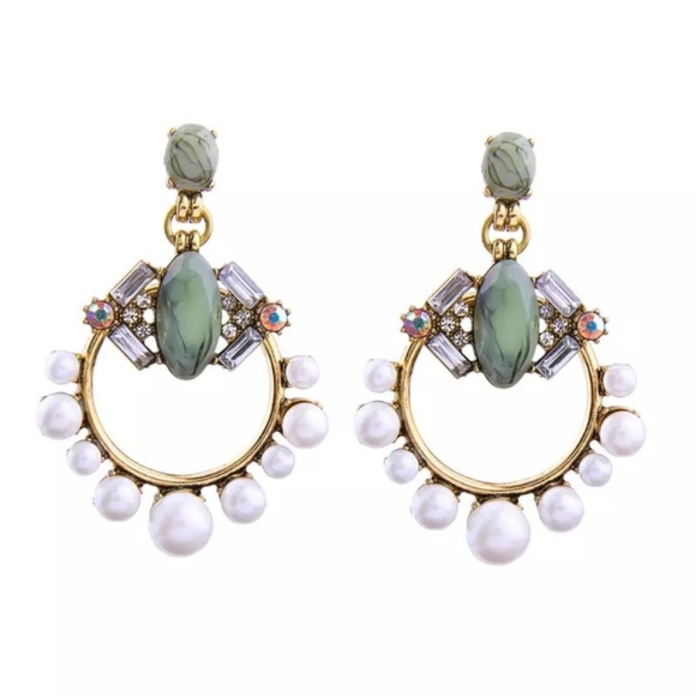 Pearl Crystal Statement Earrings - Picture 6 of 6
